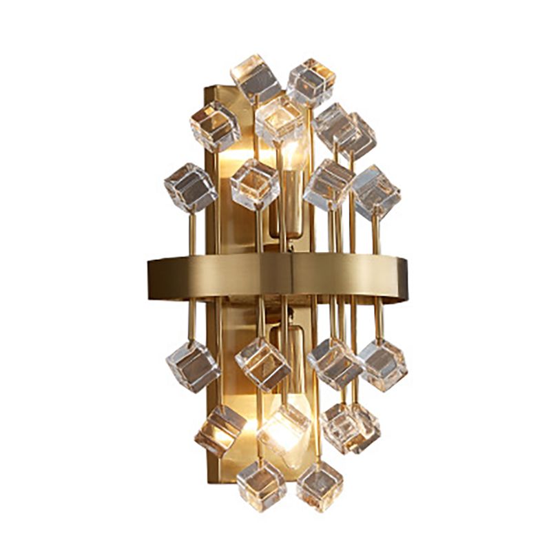 Postmoderne Metallwandleuchte Gold 2 Lichter Wandleuchten mit Kristall für Wohnzimmer