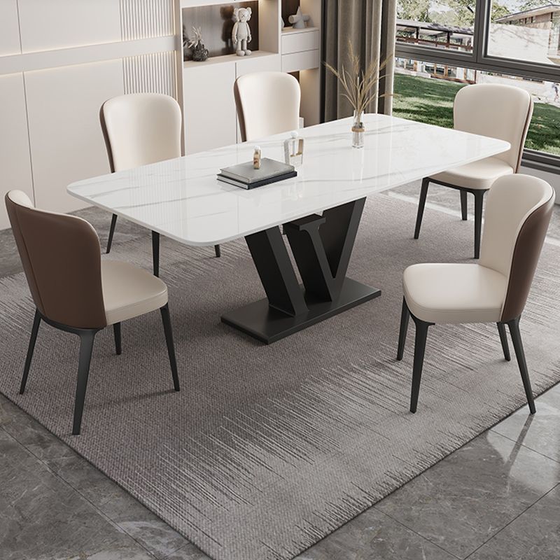 Modern 1/2/5/6 Pieces Dining Set Sintered Stone Dining Table Set with Leather Chairs