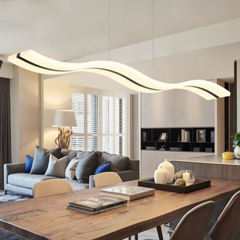 Iluminación de techo de LED acrílico sombreado lámpara de lámpara de níquel minimalista para comedor