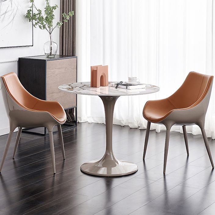 Sintered Stone Modern DiningRoomTableSet with Round Table and Pedestal Base Dinette Set