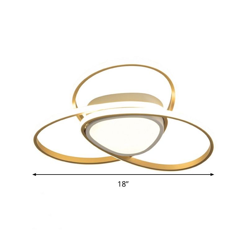 18"/21.5" W 3-Loop Acrylic Flush Mount Lamp Contemporary LED Gold Finish Ceiling Light, Warm/White Light/Remote Control Stepless Dimming