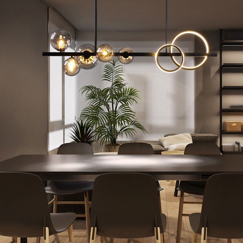 Lámpara de araña de comedor nórdico comedor moderno tono de vidrio lámpara colgante