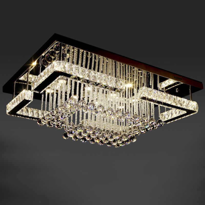 Geometrical Crystal Flush Mount Light Artistic Stainless-Steel LED Semi Flush Ceiling Light with Drip Decor