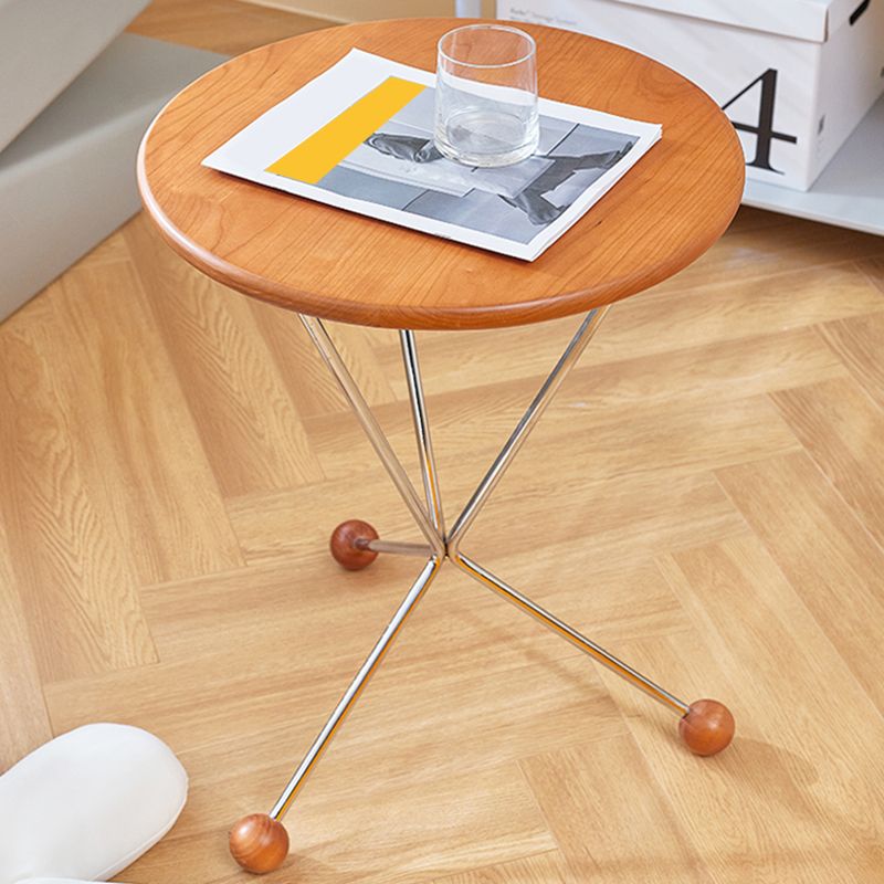 Scandinavian Solid Wood Round End Table Cross Legs Side Table