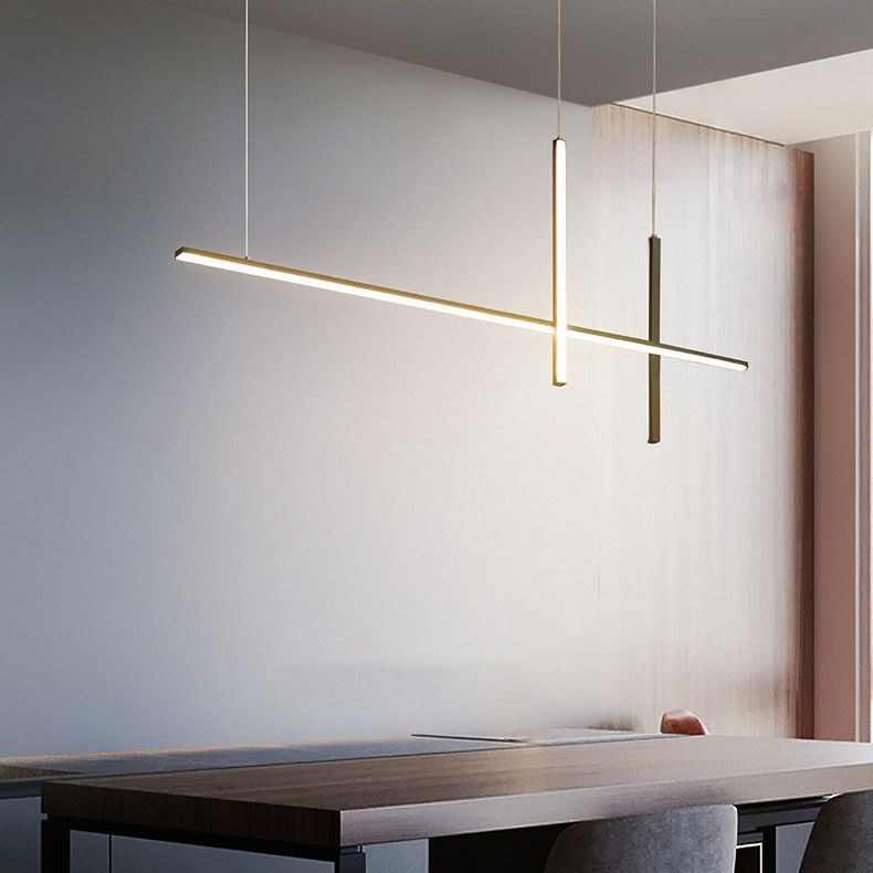 Modern lineair eiland plafondlicht metalen kroonluchter verlichtingsarmaturen met acrylschaduw