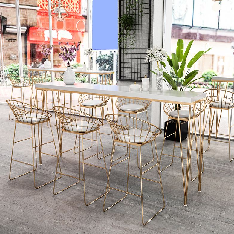 Glam 1/2/4/7 Pieces Bar Table Set Rectangle Wood Counter Table with High Stools