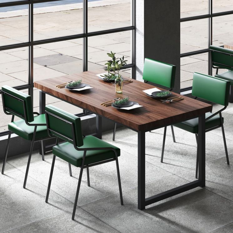 PU Leather Dining Chairs Industrial Style Open Back Armless Chair for Dining Room