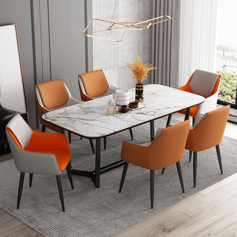 Modern Design Arm Solid Back Side Chairs Leather Dining Side Chair
