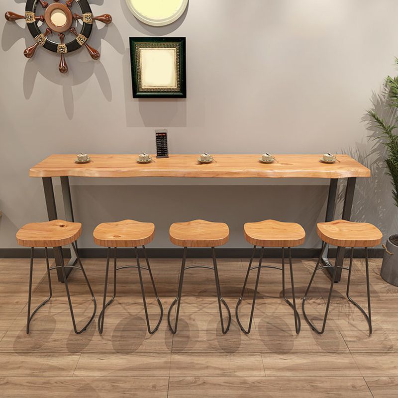 Industrial Rectangle Wood Bar Table Sled Base Dining Table for Kitchen