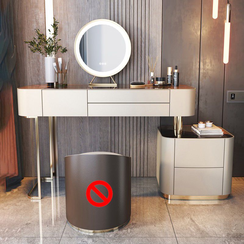 Glam Glass Vanity Desk Bedroom Vanity Dressing Table with Drawer