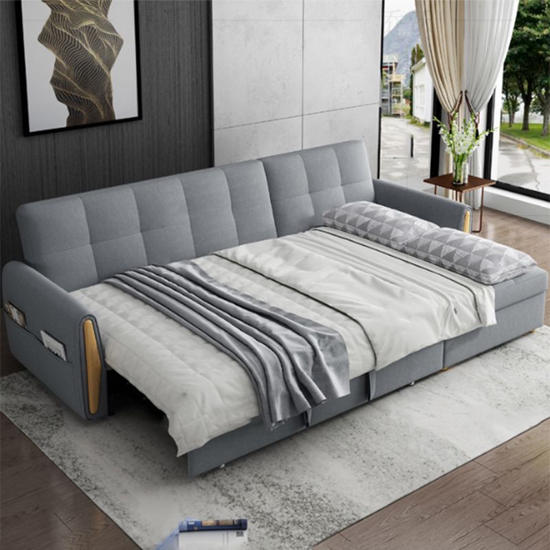 Square Arm Light-grey Contemporary Cotton Blend Sofa & Chaise for Living Room