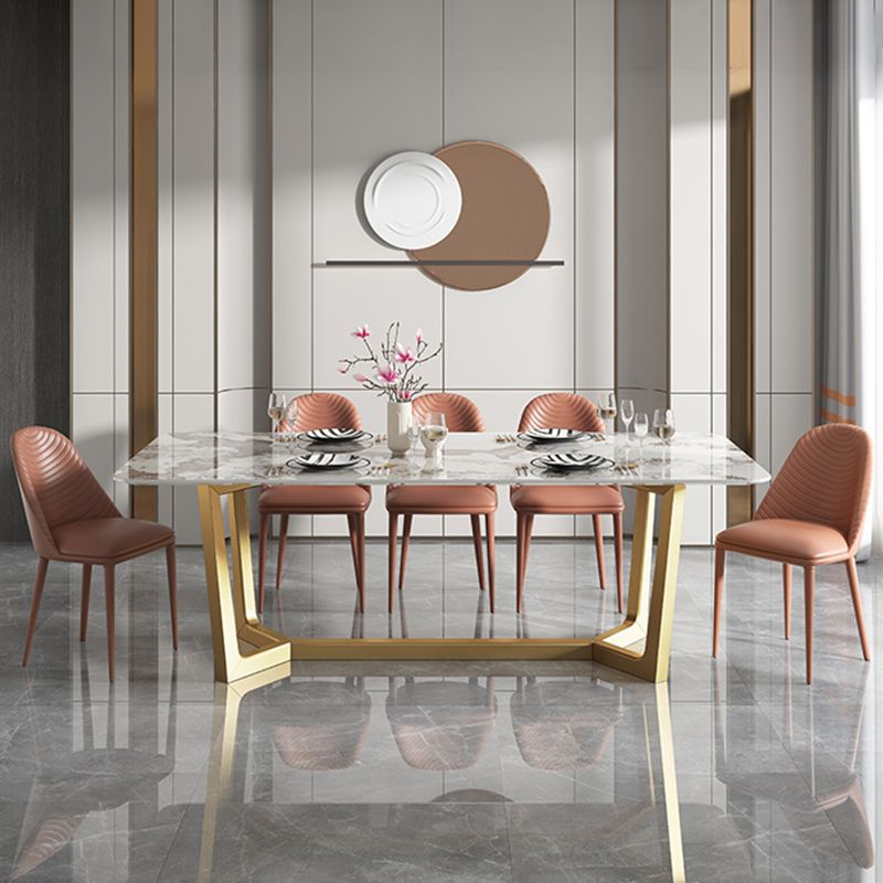 Nordic 1/4/5/6/7 Pieces Dining Set Sintered Stone Dining Table with Leather Chairs