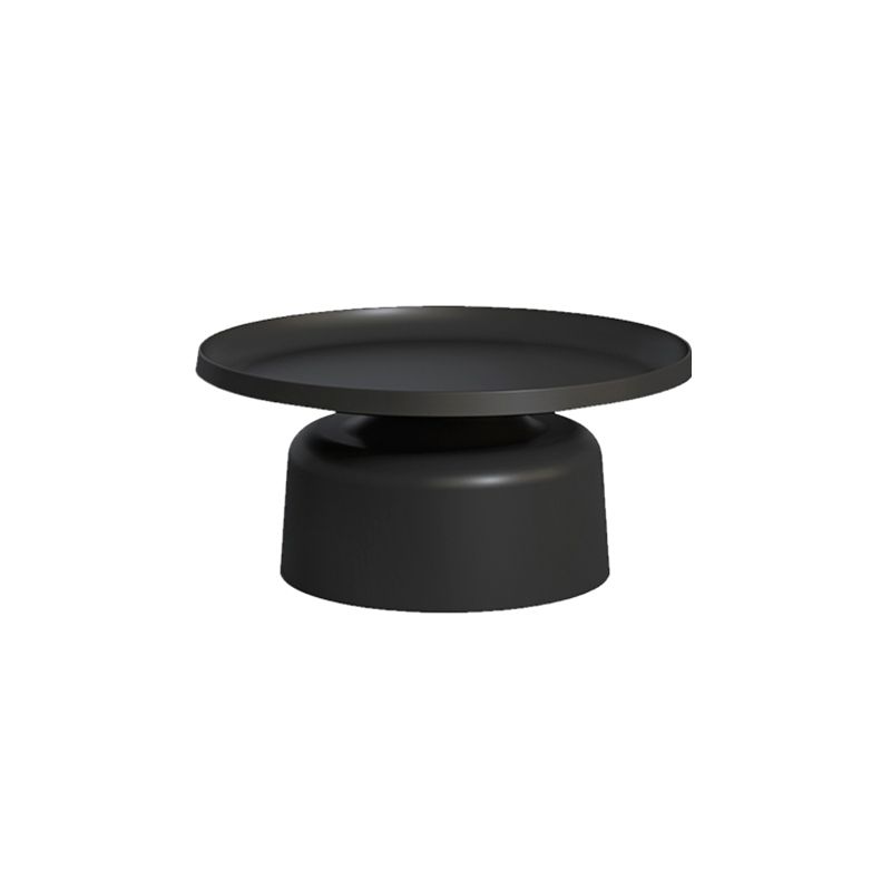 Black/White Metal Coffee Table Round Tray Top Cocktail Table