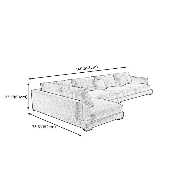 23.6"High Square Arm Sectional Contemporary Sofa and Chaise for Living Room