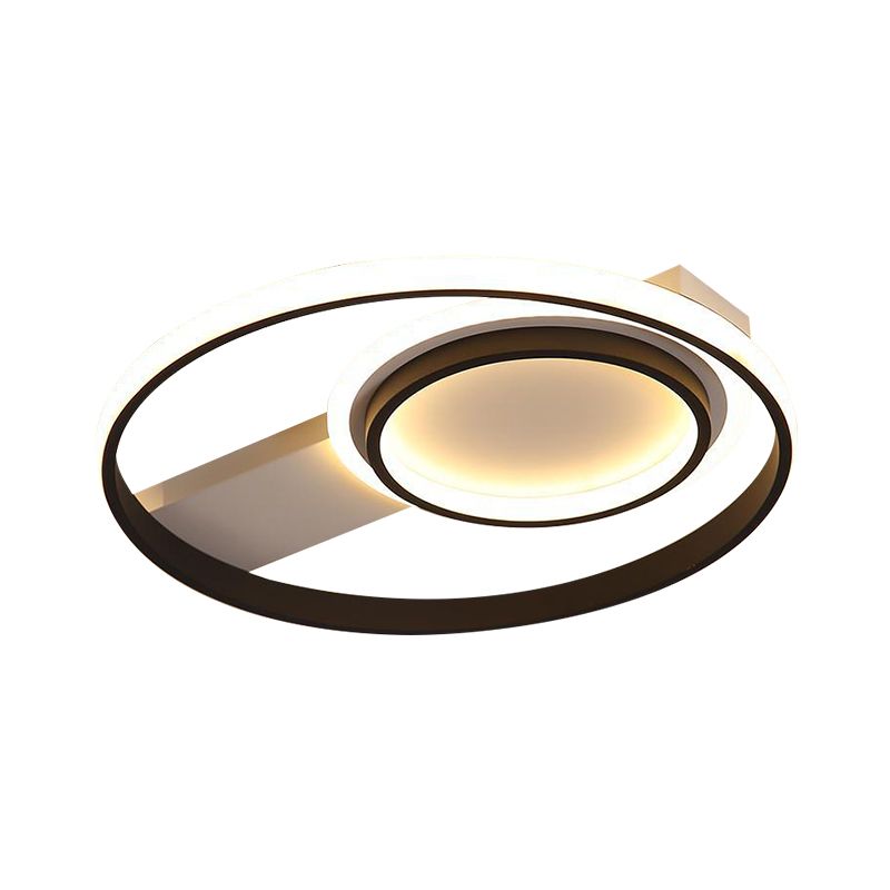 Circular Metallic Flush Mount Light Minimalism LED Black Flushmount Lighting, 16.5"/19.5" Wide