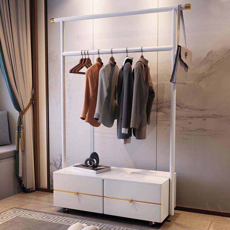 Contemporary Movable Wardrobe Wooden Bedroom Armoire with Drawers