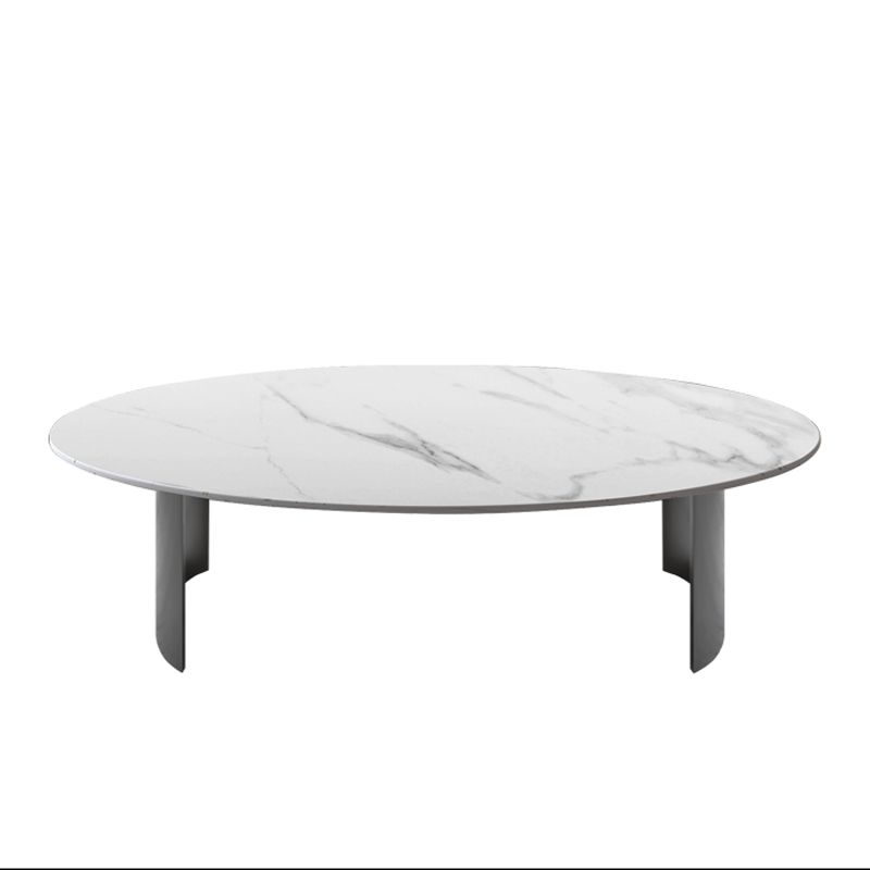 15.75" H 1 Single Coffee Table Glam Elliptical Stone Cocktail Table