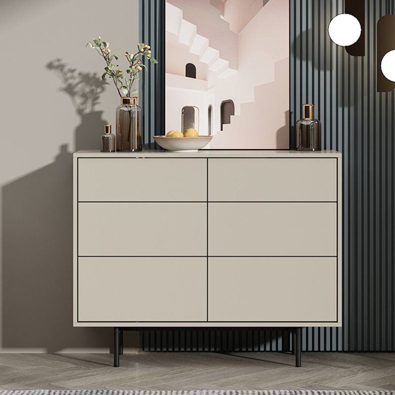 Modern Accent Chest with 6 Drawers and 4 Straight Black Legs