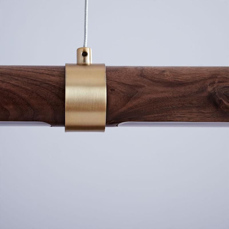 Modern Single Brown Kitchen Island Lighting LED Wooden Island Pendant Lighting