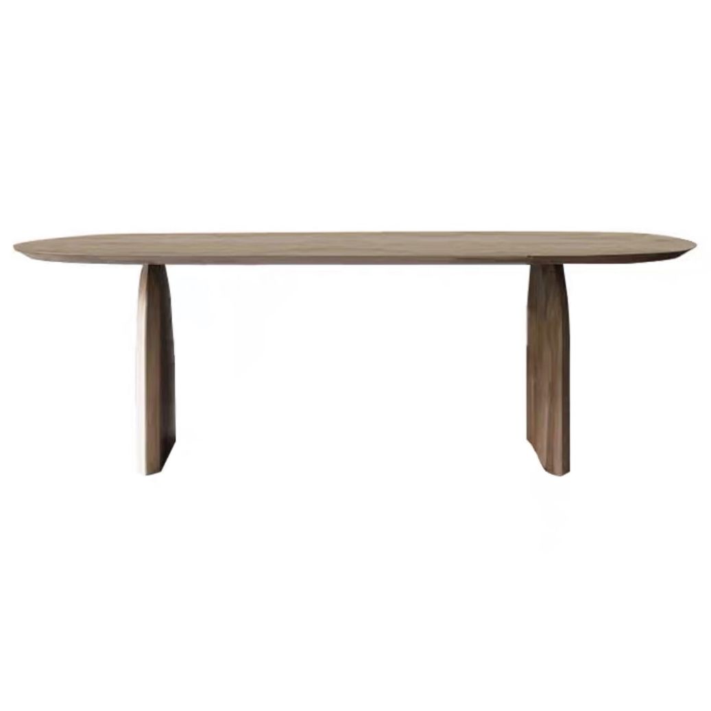 Mesa de comedor minimalista de doble pedestal oval