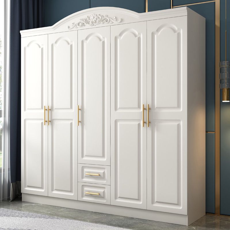 Engineered Wood Wardrobe Cabinet with Drawer White Wardrobe Closet