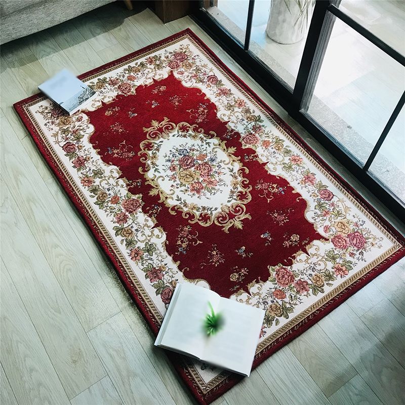 Multicolored Traditional Rug Flower Print Gorgeous Carpet Anti-Slip Carpet for Living Room