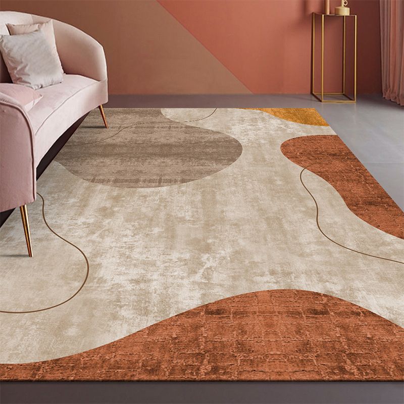 Orange Modern Carpet Polyester Piece Carpet Stain Resistant Carpet for Drawing Room