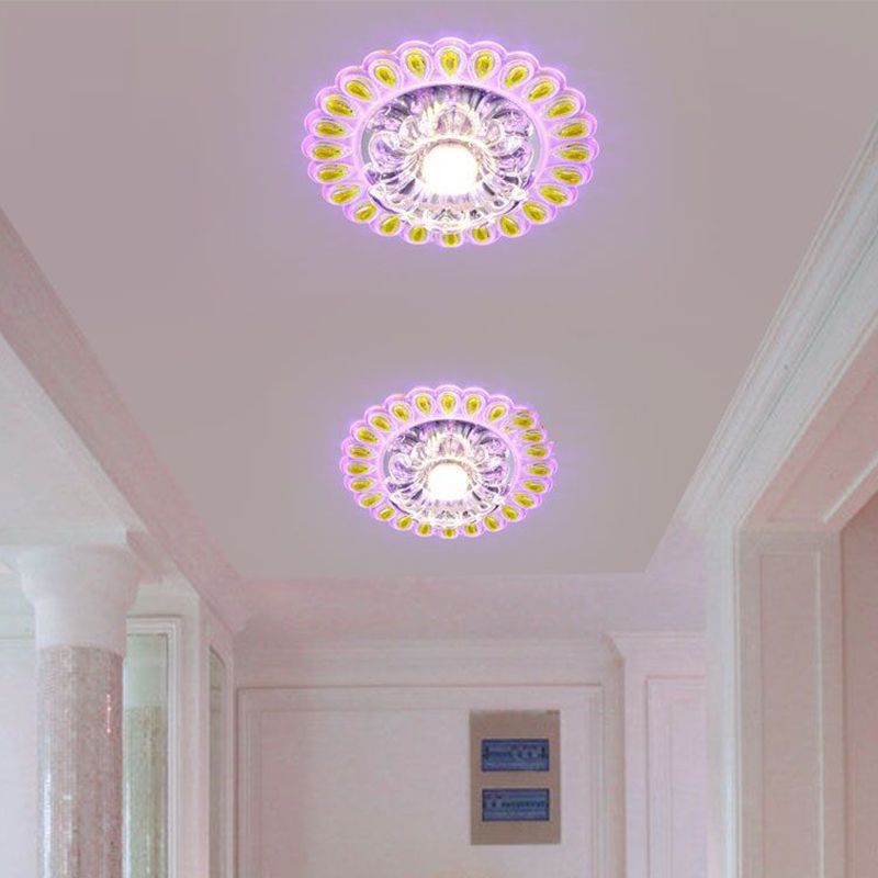 Plafoniera da incasso a petalo di cristallo Moderna lampada da incasso a LED in bianco con finiture a goccia