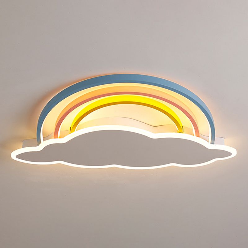 Luz empotrada de arco iris y nube, luz LED de montaje en techo multicolor de dibujos animados para dormitorio
