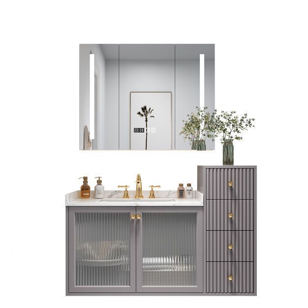 Modern Sink Vanity Wall Mount Solid Color Bathroom Vanity with Drawers