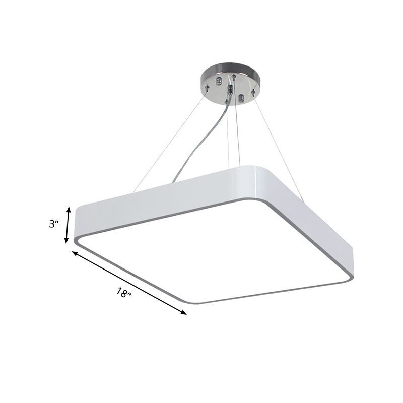 Iluminación colgante cuadrada de metal de 14 "/18" /23.5 "de ancho de ancho LED LED moderno LED LED NEGRO/Lámpara de techo plateado con difusor empotrado