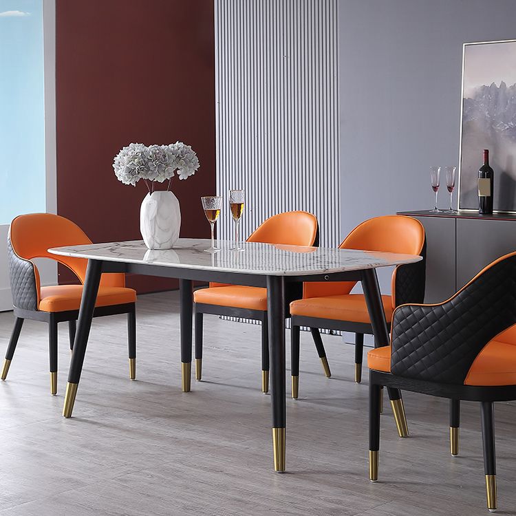 Glam Open Back Dining Armchair PU Leather Dining Chair for Home