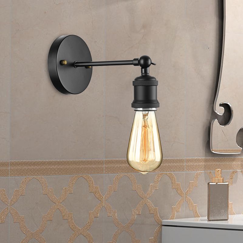 Finition noire / laiton 1 lampe à tête lampe industrielle en métal mini éclairage d'applications avec une ampoule nue pour la chambre