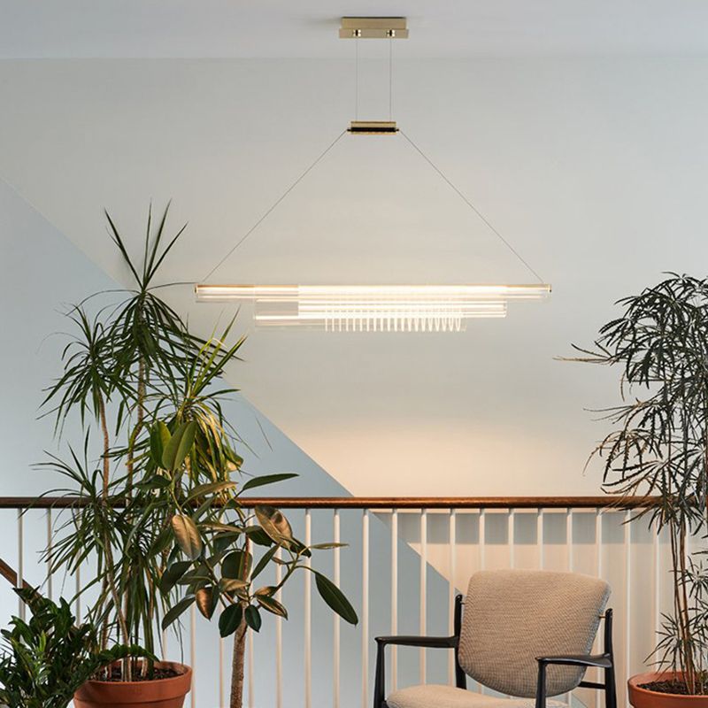 Single Modernism Golden Ceiling Light Acrylic LED Kitchen Island Lighting for Dining Room
