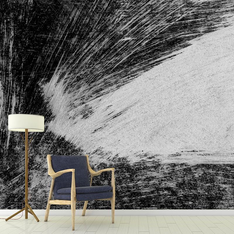 Black Brush Stroke Pattern Mural Decal for Decoration Modern Living Room Wall Art