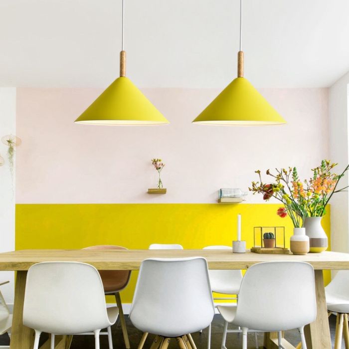 6-Color Optional Macaroon Simplicity Hanging Lamp Cone Shade Nordic Style Lighting Pendant for Dining Room