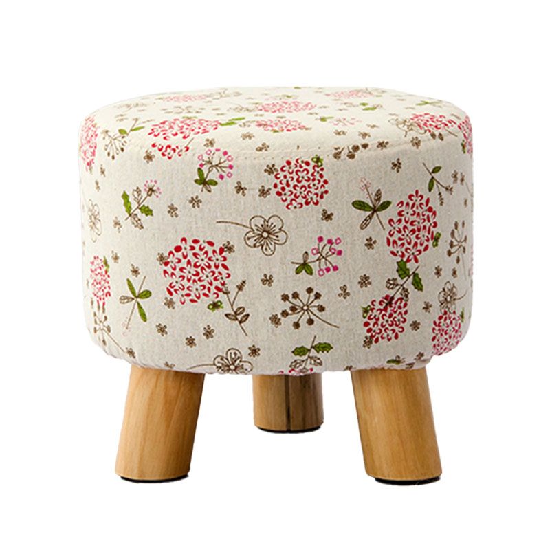 Fabric Standard Stool Contemporary Simple Round Upholstered Ottoman