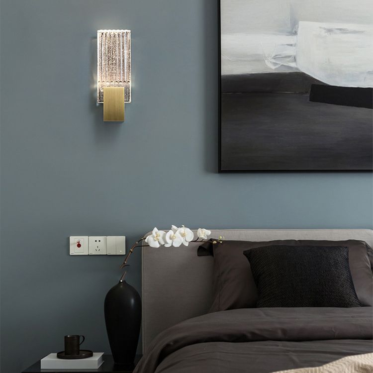 Pronzo della parete rettangolare oro in stile moderno in ferro battuto in ferro battuto con tonalità di cristallo