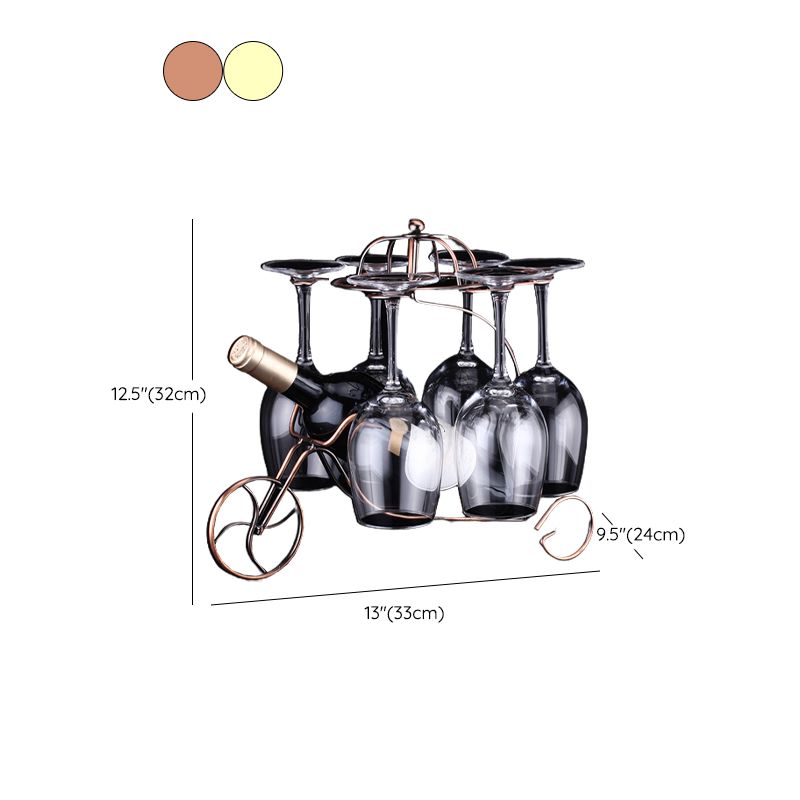 Metal Modern Wine Holder Tabletop Wine Bottle & Glass Rack in Silver/ Gold/ Black