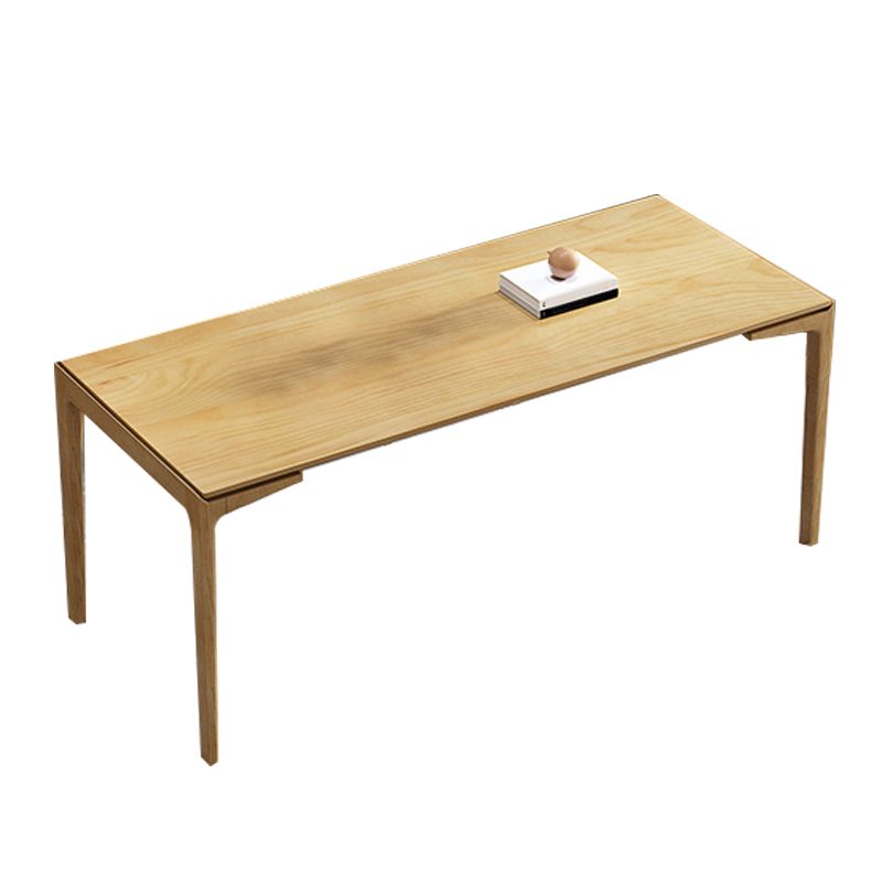 Mesa de comedor rectangular sencilla, mesa fija de Color madera con madera maciza de pino