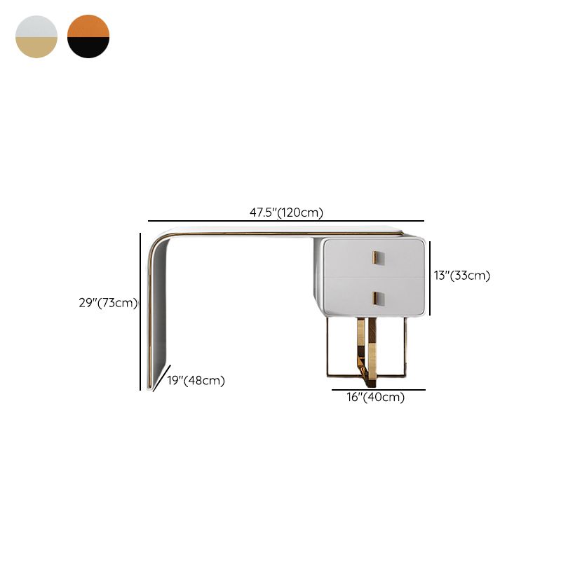 Faux Leather Vanity Table Set 28.7" H Glam 2 Drawers Vanity Makeup Table