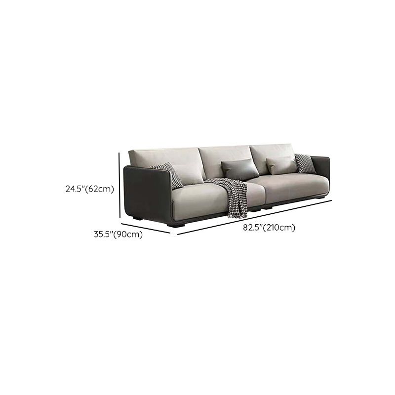Loose Back Seating Square Arm Mid Century Modern Sofa in Gray