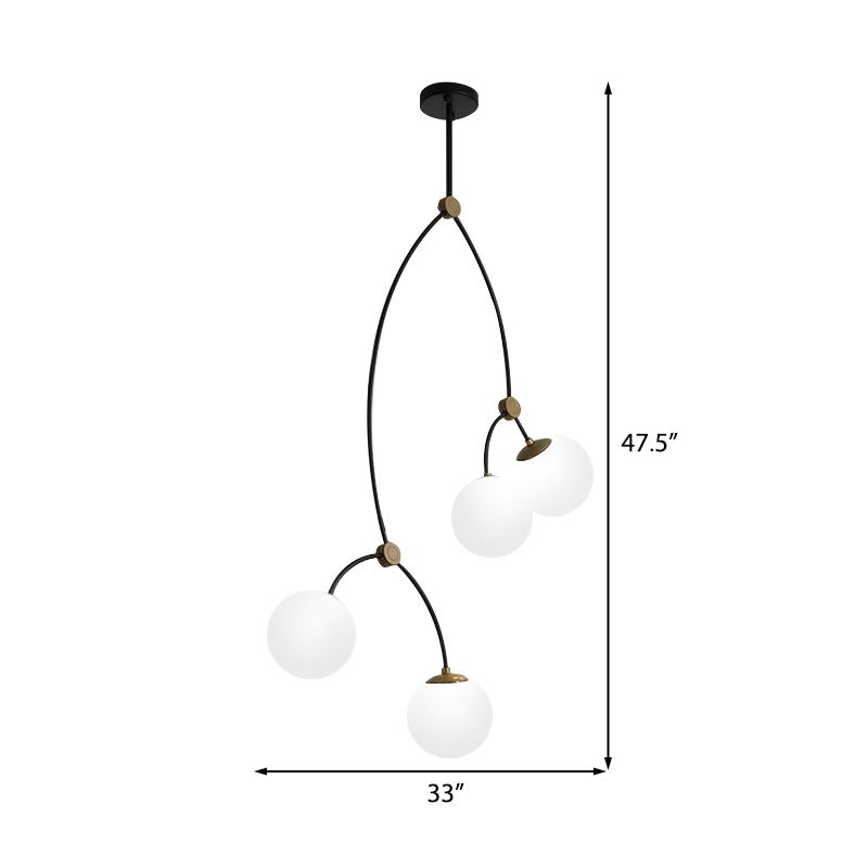 4 luces Lámpara de techo de la sala de estudio con techo global de vidrio blanco/claro
