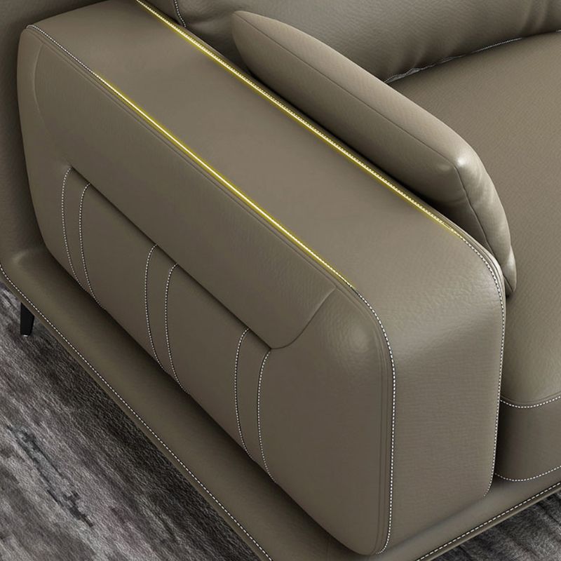 nordic Pillows Recessed Arm Living Room Seating Faux Leather Stationary