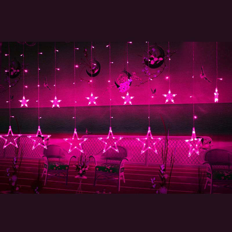 White Star Curtain String Light Art Decor 12-Head Plastic Christmas Light for Outdoor
