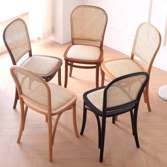 Dining Room Armless Chair indoor Wood Cane Back Dining Chair