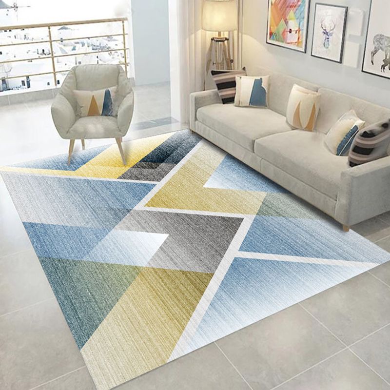 Simplicity Modern Rectangle Indoor Rug Trendy Triangle Pattern Carpet Polyester Non-Slip Backing Carpet for Home Decoration