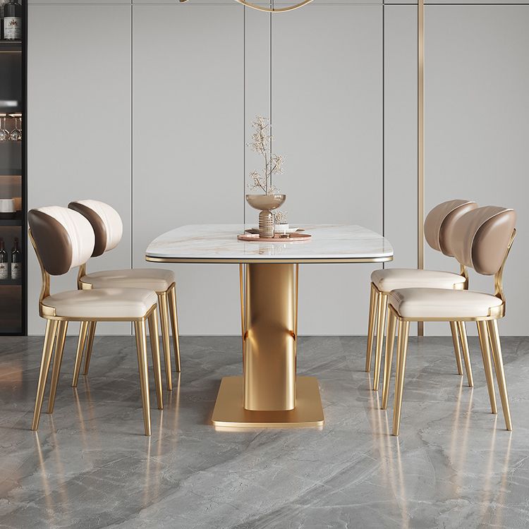 Luxury Sintered Stone Dining Set 1/4/5/7 Pieces Rectangle Kitchen Table with Chairs