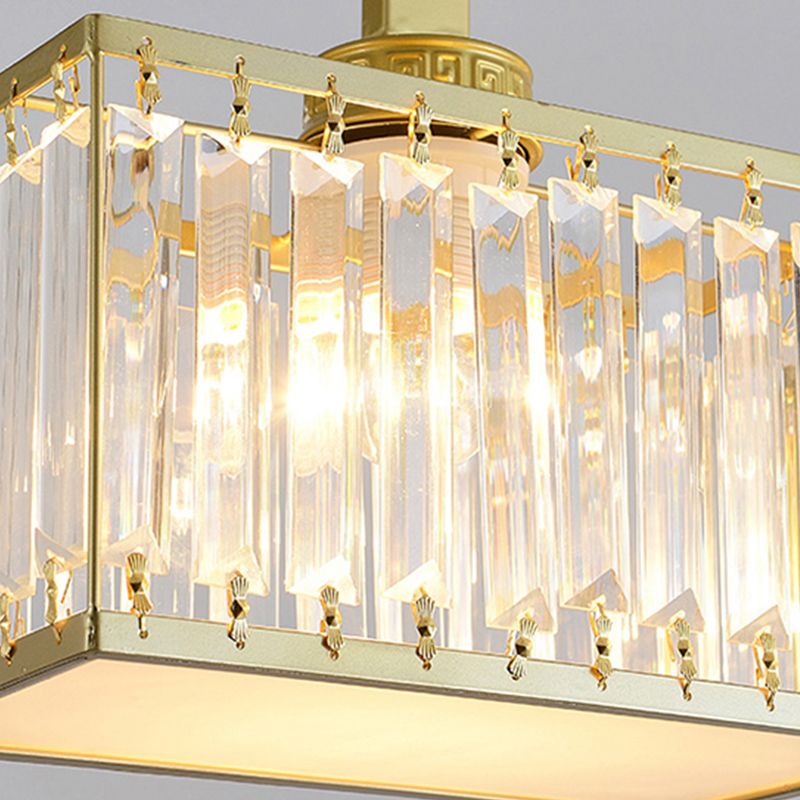 Modern Simple Island Pendant Rectangle Shade Crystal Island Lights for Restaurant