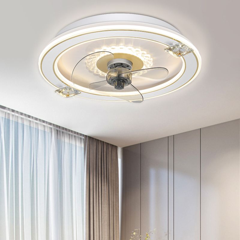 Metal Ceiling Fan Light Round Modern Ceiling Light Fixture for Bedroom